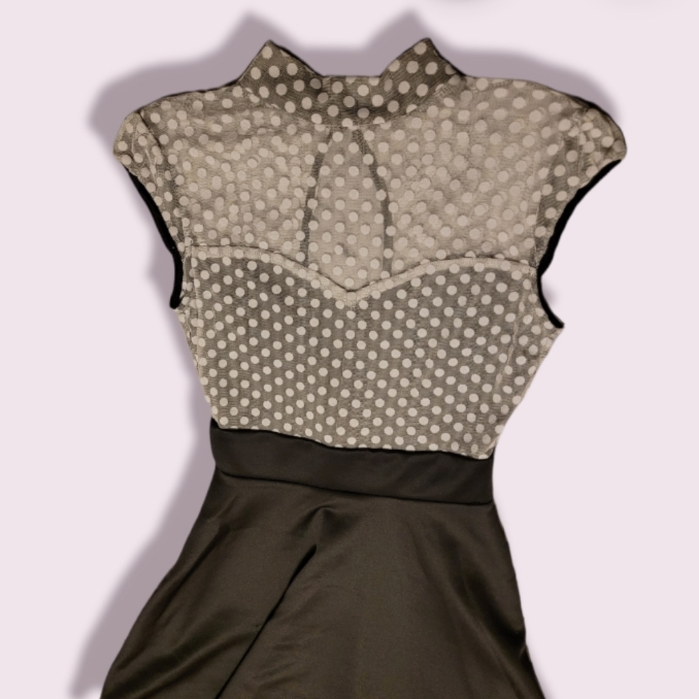 Mystic vintage polkadot sweatheart highwaist dress size 4 black and grey - Picture 1 of 7